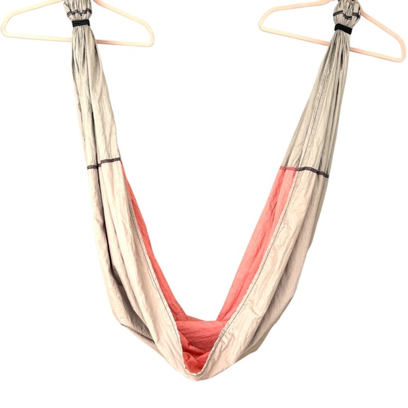 yoga sling swing  hammock YB Practice is Everything pink gray nylon 94" long - Picture 1 of 16